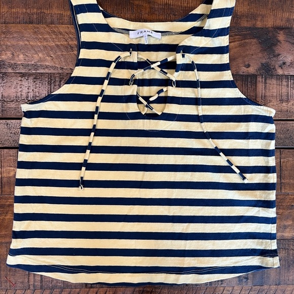 Frame Denim Striped Lace Up Tank Top - Picture 2 of 3